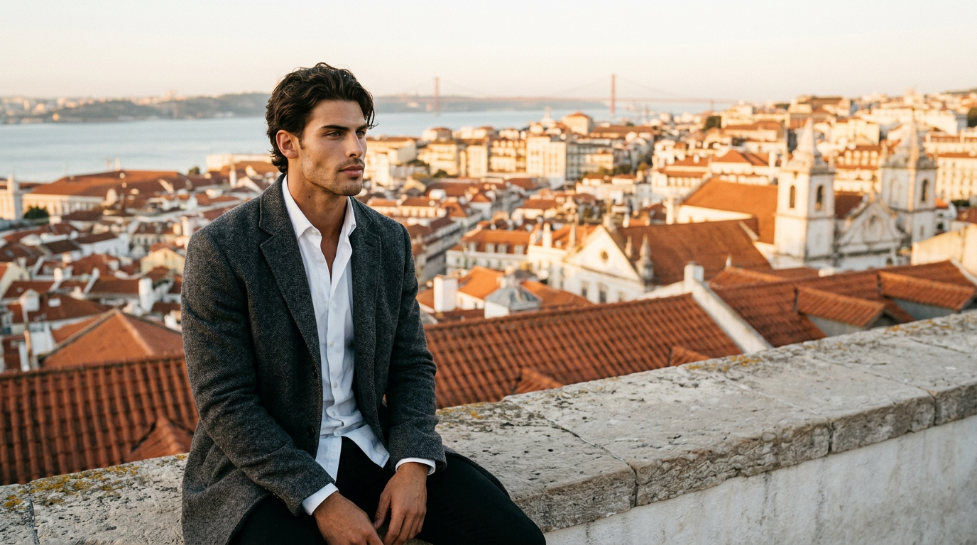 Mateo Castillio on a Lisbon rooftop at dawn